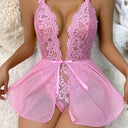 Fashionable and sexy lingerie with transparent lace backless jumpsuit - V.I.P Digital Presence