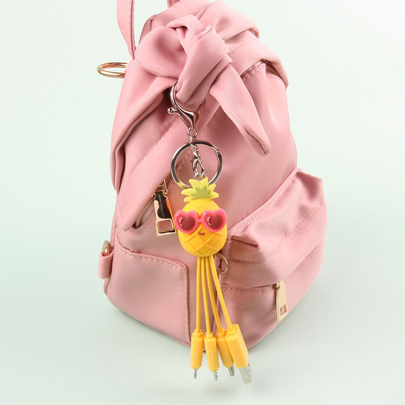 Creative cartoon data cable quirky peach blossom eye phone charging cable peach blossom eye pineapple fruit - V.I.P Digital Presence