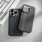 Adecuado para iPhone 15 ProMax, funda rígida magnética con patrón de Kevlar, funda protectora anticaídas con patrón de fibra de carbono 14
