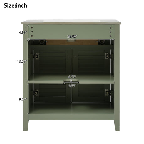 30-Inch Bathroom Vanity with Ceramic Sink Combination, Ample Storage - Features 1 Pullout and Multifunctional Shelf Dividers - V.I.P Digital Presence