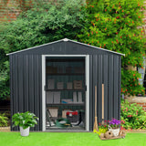 8ft x 10ft Outdoor Metal Storage Shed with Floor Base Black - V.I.P Digital Presence