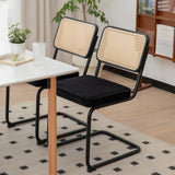 Dining Chairs Set of 2 velvet wicker side decorative chairs, black painted legs, modern medieval Bruell designed chairs, - V.I.P Digital Presence