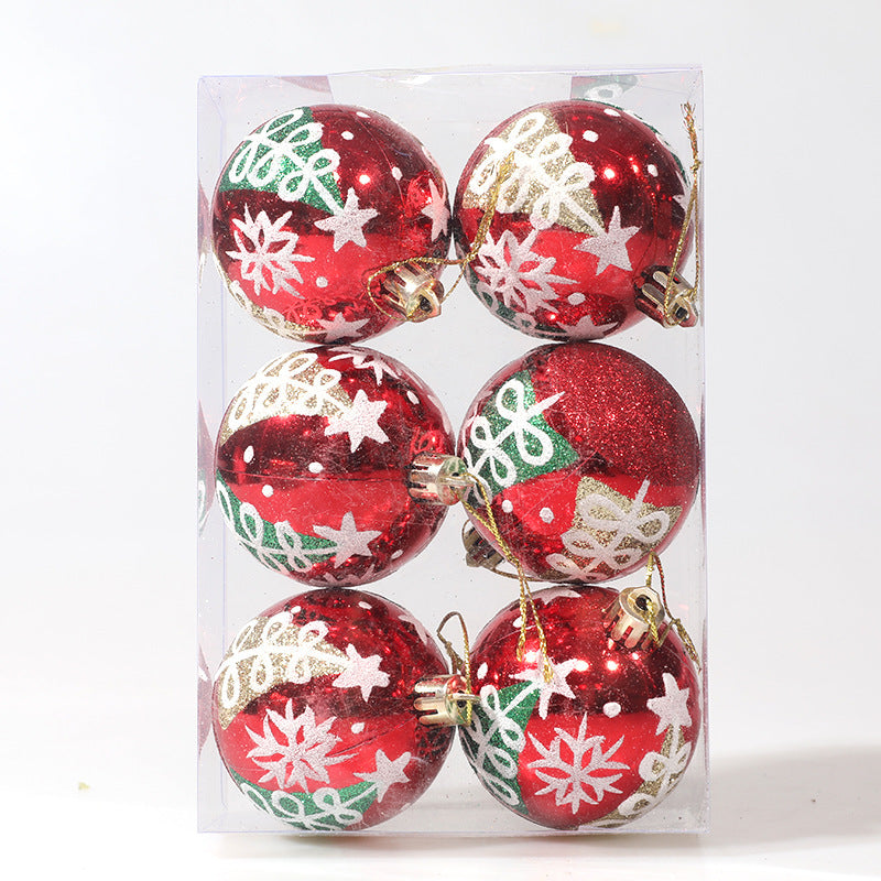 Christmas ball hand drawn pattern Christmas tree pattern decoration plastic electroplated ball decoration - V.I.P Digital Presence