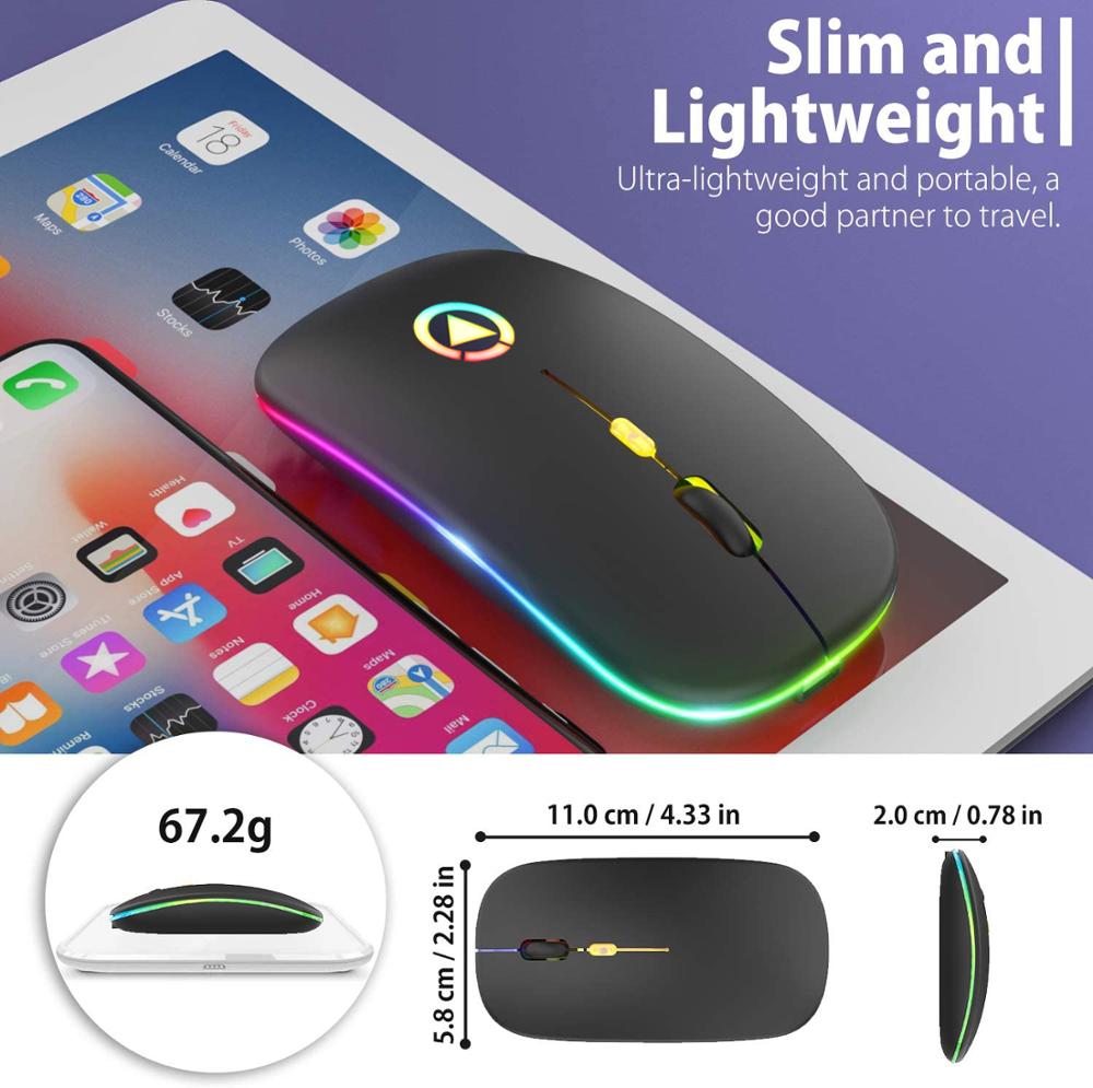 Wireless Mouse Bluetooth RGB Rechargeable Mouse Wireless Computer Silent Mause LED Backlit Ergonomic Gaming Mouse For PC Laptop - V.I.P Digital Presence