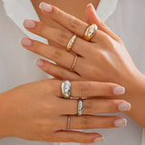 Fashion irregular alloy ring 3-piece set with smooth geometric opening ring set - V.I.P Digital Presence