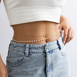 Stacked chain tassel star moon rhinestone waist chain sexy butterfly women's imitation pearl body chain - V.I.P Digital Presence