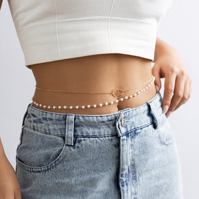 Stacked chain tassel star moon rhinestone waist chain sexy butterfly women's imitation pearl body chain - V.I.P Digital Presence
