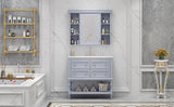 36'' Bathroom Vanity with Medicine Cabinet, Modern Mirror Cabinet with Adjustable Shelf, Bathroom Storage Cabinet with 4 Drawers - V.I.P Digital Presence