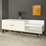 Modern Shoe Storage Bench with Hidden Storage and Upholstered Cushions for Bedside, Living Room and Entryway ((Antique White) - V.I.P Digital Presence