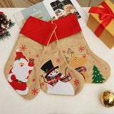 Christmas Decoration Linen Red Bordered Old Man Snowman Christmas Socks Christmas Gift Bag Candy Socks - V.I.P Digital Presence
