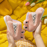 Pantuflas de algodón para niños, cálidas, de algodón, con dibujos animados coreanos, para el invierno, peludas y multicolores.