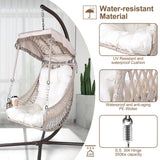 Swing Egg Chair with Stand Indoor Outdoor Wicker Rattan Frame 350lbs Capacity Hammock Chair for Patio Bedroom with Sunshade Clot - V.I.P Digital Presence