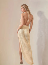 Hollow Out Halter Neck Cover-Up Dress - V.I.P Digital Presence
