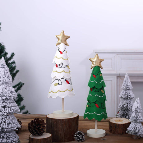 Cute Christmas Tree Fabric Wooden Display Window Desktop Christmas Embroidery Snowflake Decoration - V.I.P Digital Presence