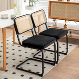 Dining Chairs Set of 2 velvet wicker side decorative chairs, black painted legs, modern medieval Bruell designed chairs, - V.I.P Digital Presence