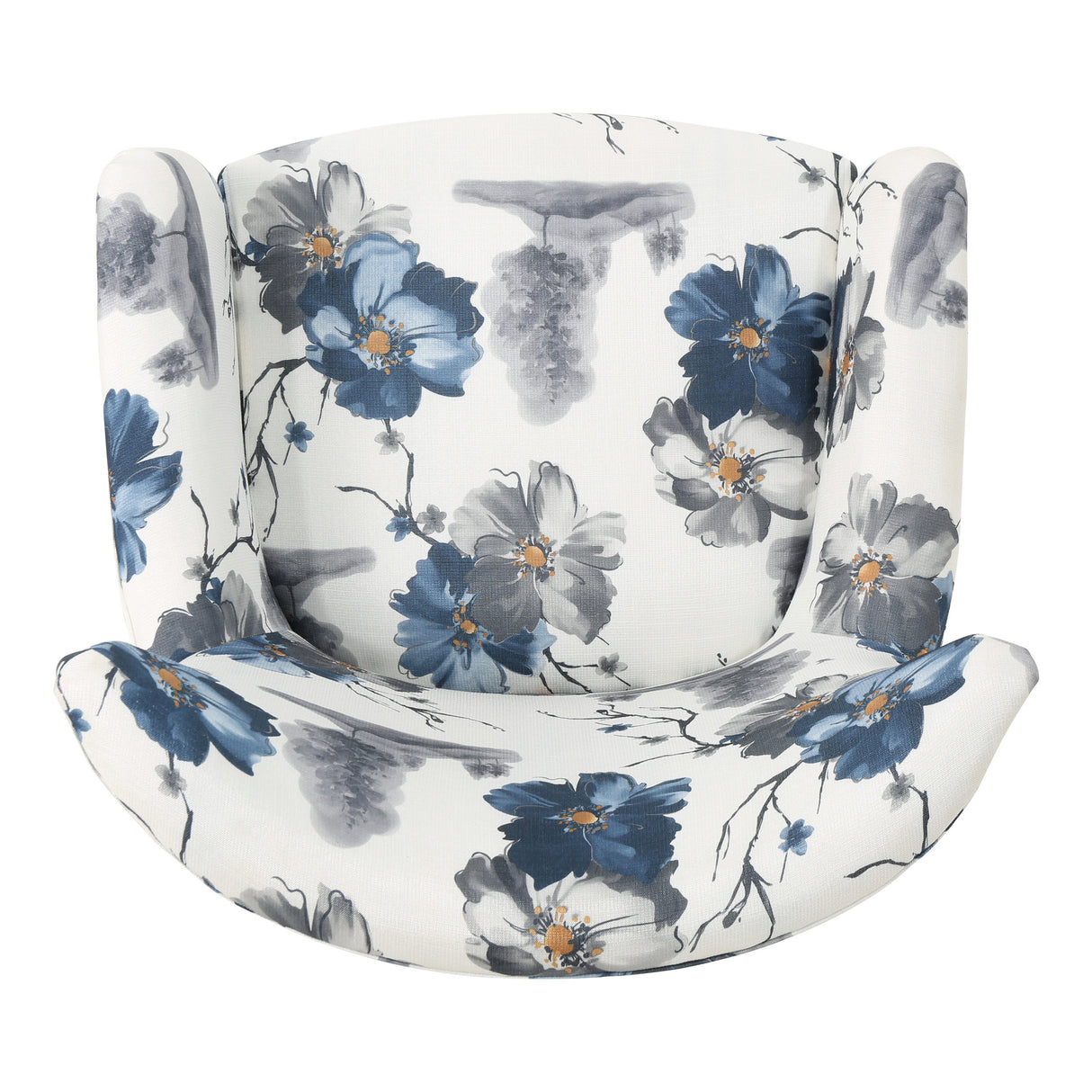 Modern retro printed fabric cushioned club chair, white and blue patterned armchair - V.I.P Digital Presence