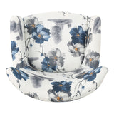 Modern retro printed fabric cushioned club chair, white and blue patterned armchair - V.I.P Digital Presence