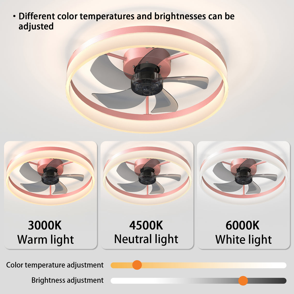 Ceiling Fans with Lights Dimmable LED Embedded installation of thin modern ceiling fans(Pink) - V.I.P Digital Presence
