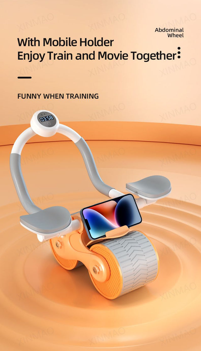 New Design Indoor Home Exercise Flat Elbow Supporter 2 Wheel Ab Trainer Automatic Rebound Abdominal Wheel Roller - V.I.P Digital Presence