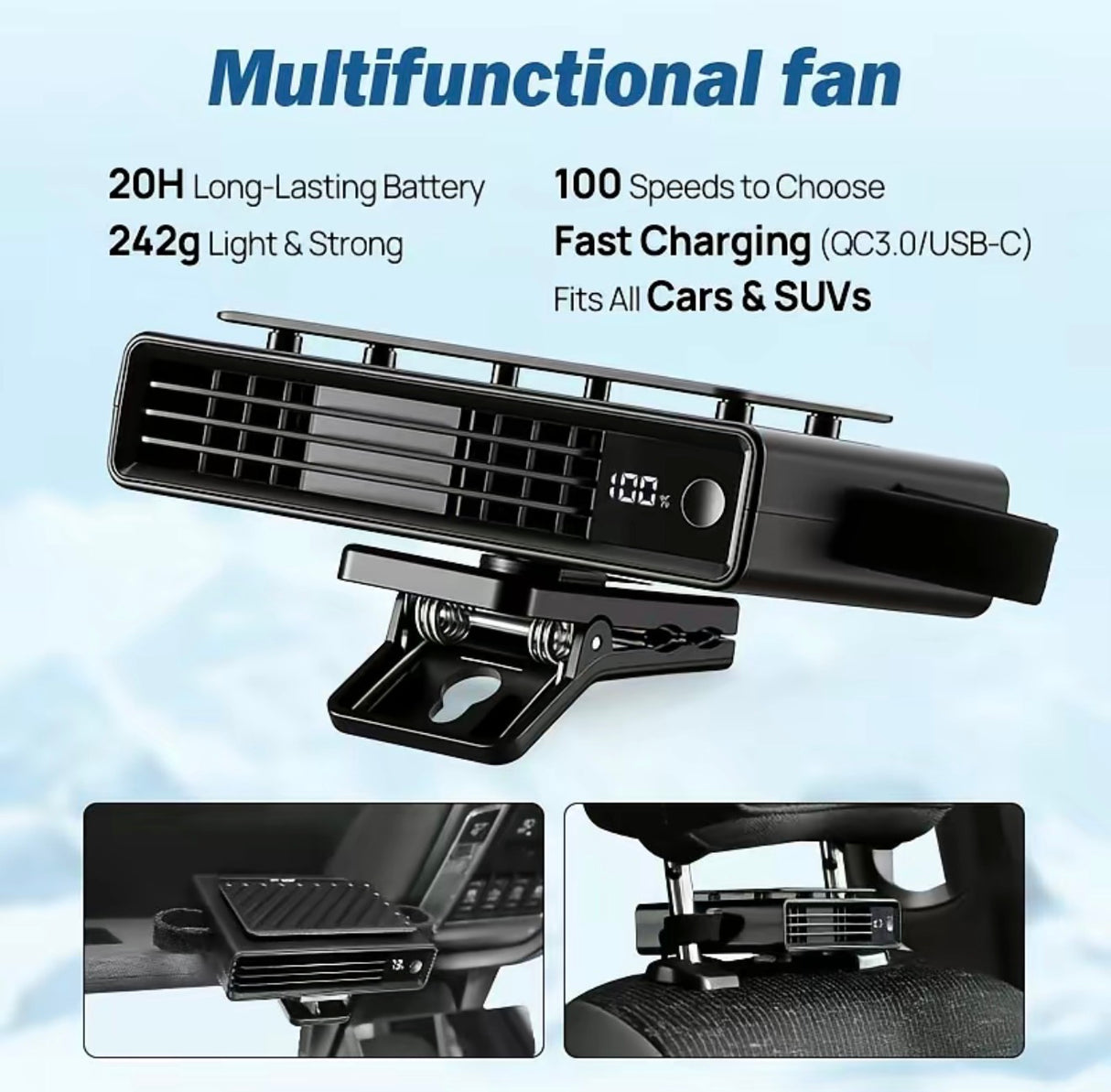 CoolDrive USB Car Fan