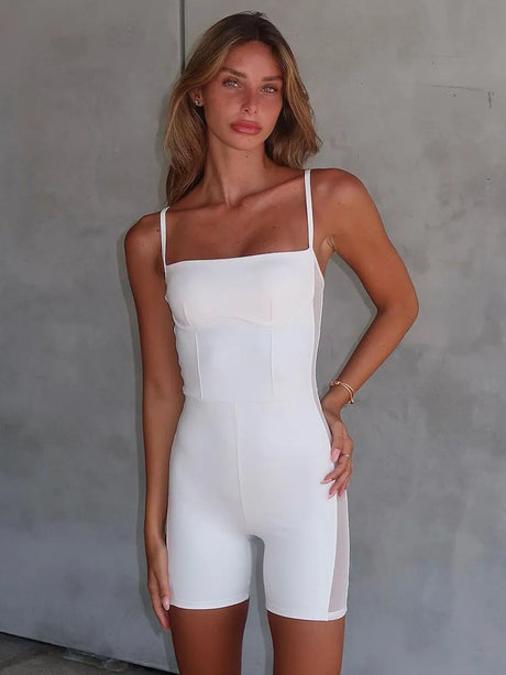 Perfee Square Neck Spaghetti Strap Romper - V.I.P Digital Presence