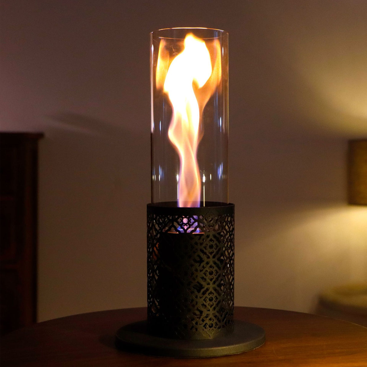 Fireplace circular small plug-in torch hurricane flame long glass tube alcohol lamp - V.I.P Digital Presence