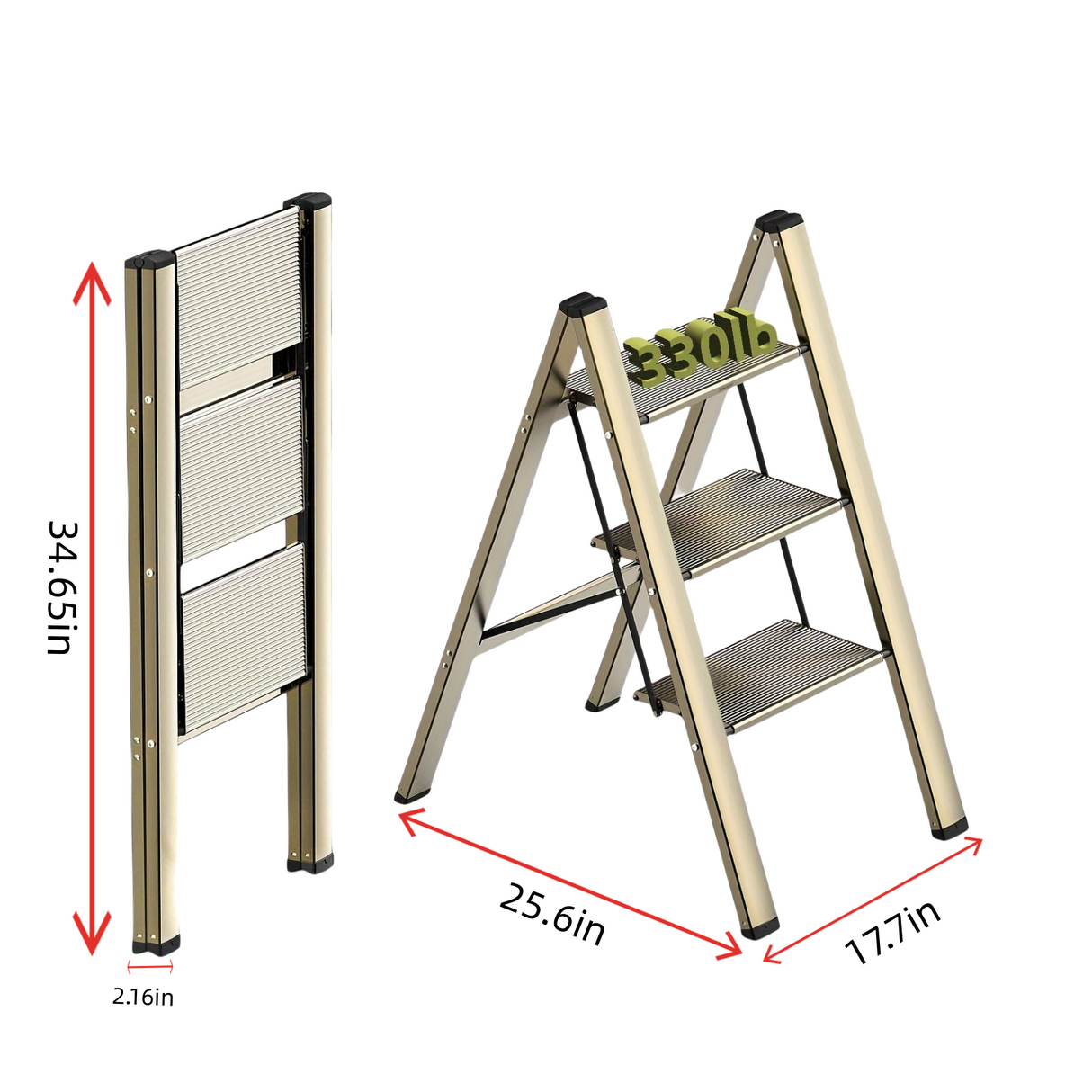 3-level ladder, aluminum alloy ladder, folding ladder, wide anti slip pedal, portable ladder with a weight capacity of 300 pound - V.I.P Digital Presence