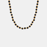 Square titanium steel gold-plated natural black agate stone handmade bead necklace jewelry for women - V.I.P Digital Presence