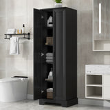 Storage Cabinet with Two Doors for Bathroom, Office, Adjustable Shelf, MDF Board, Black - V.I.P Digital Presence