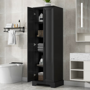 Storage Cabinet with Two Doors for Bathroom, Office, Adjustable Shelf, MDF Board, Black - V.I.P Digital Presence