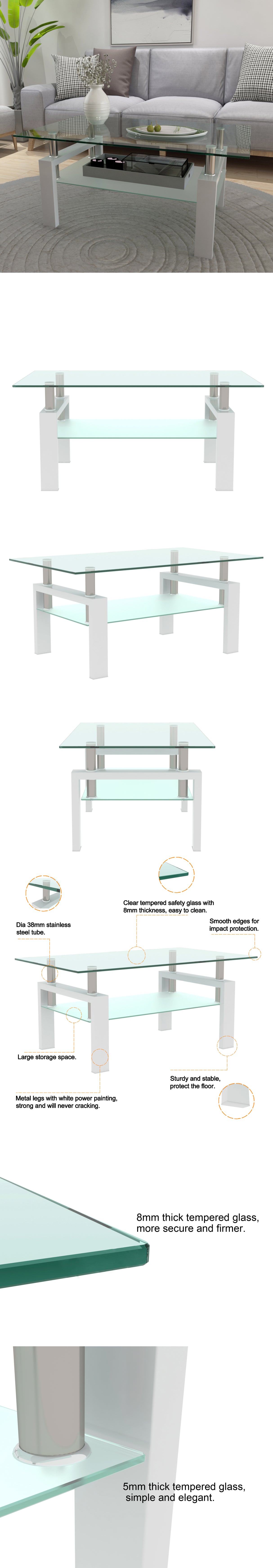 White Coffee Table Clear Coffee Table Modern Side Center Tables for Living Room Living Room Furniture - V.I.P Digital Presence