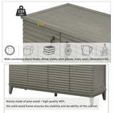 TREXM side panel with 4-door large storage buffet, adjustable shelves and metal handles (antique gray) - V.I.P Digital Presence