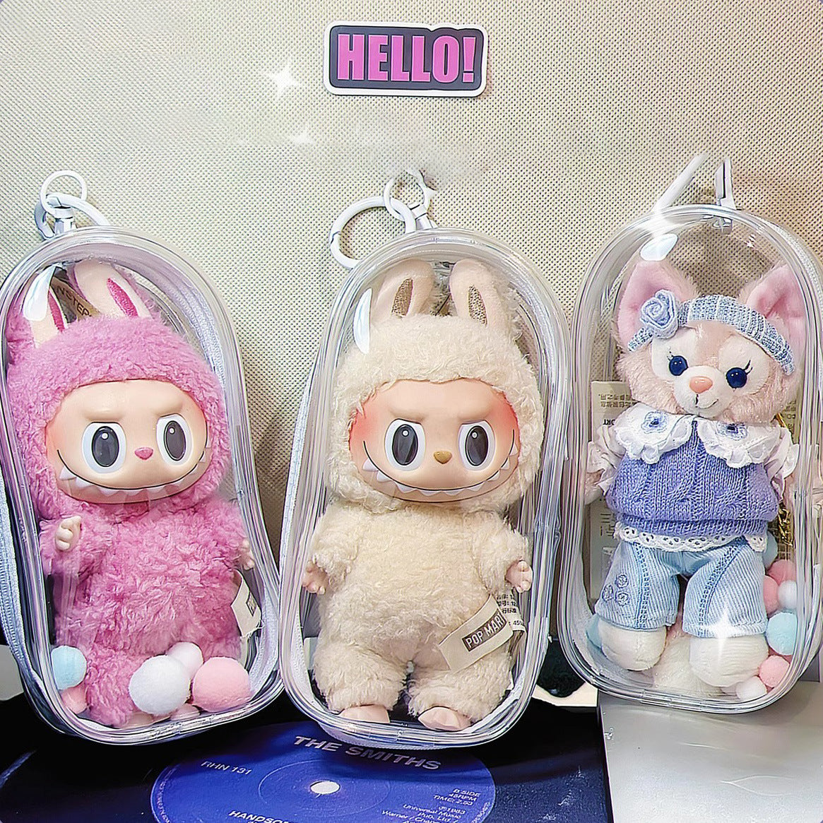 Labubu storage bag PVC high transparency thickened outdoor bag Xingdailu cotton doll exhibition walking bag labubu - V.I.P Digital Presence