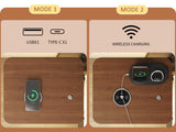 King Size Metal Bed Frame with Upholstered Headboard, with wireless charging and USB A & USB C, Touch LED light Vintage Brown - V.I.P Digital Presence