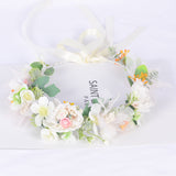 Korean style super fairy bride headdress simulation flower green leaf hair accessory sweet girl Hanfu wedding headdress wreath - V.I.P Digital Presence
