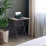 2-piece folding TV tray table without assembly, portable sofa side table, brown and black - V.I.P Digital Presence