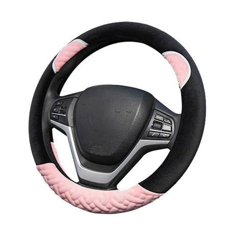 Plush Cartoon Car Steering Wheel Cover D-type Linen Carbon Fiber Leather Handlebar Cover Comfortable And Breathable - V.I.P Digital Presence