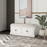 TREXM storage table with 4 adjustable doors and shelves, detachable padded shoe stand (white) - V.I.P Digital Presence