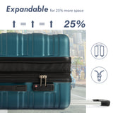 Hardshell Luggage Sets 3 Pcs Spinner Suitcase with TSA Lock Lightweight 20''24''28'' Navy + ABS