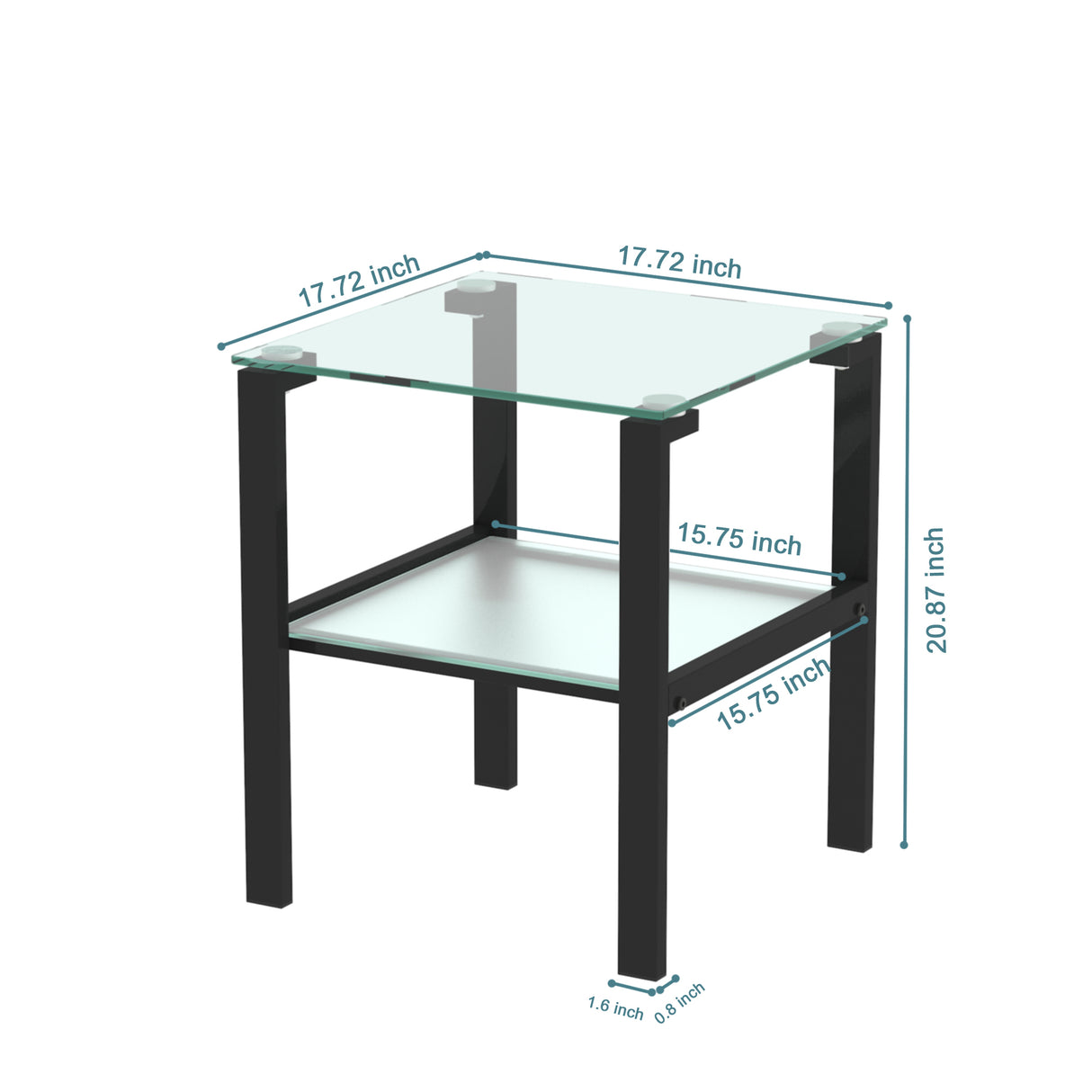 Glass two layer tea table, small round table, bedroom corner table, living room black side table - V.I.P Digital Presence