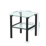 Glass two layer tea table, small round table, bedroom corner table, living room black side table - V.I.P Digital Presence