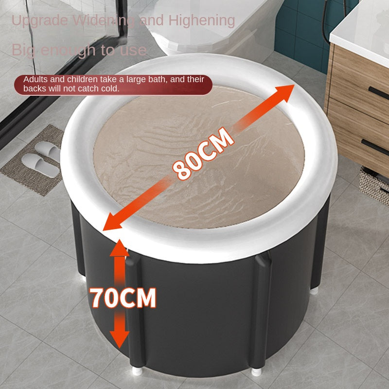 Black Ice Bath Bucket Large Household Foldable Bath Bucket PVC Padded SPA Bathtub - V.I.P Digital Presence