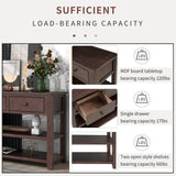 Retro Design Console Table with Two Open Shelves, Pine Solid Wood Frame and Legs for Living Room (Espresso) - V.I.P Digital Presence