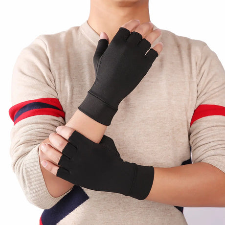Indoor Writing Copper Fiber Health Care Half Finger Rehabilitation Training Joint Pain Relief Gloves Pressure Gloves - V.I.P Digital Presence