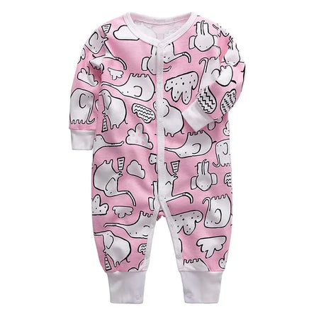 Newborn Footed Pajamas Zipper Girl and Boy Romper Long Sleeve Jumpsuit Cotton Solid White Fashion 0-24 Months Baby Clothes - V.I.P Digital Presence