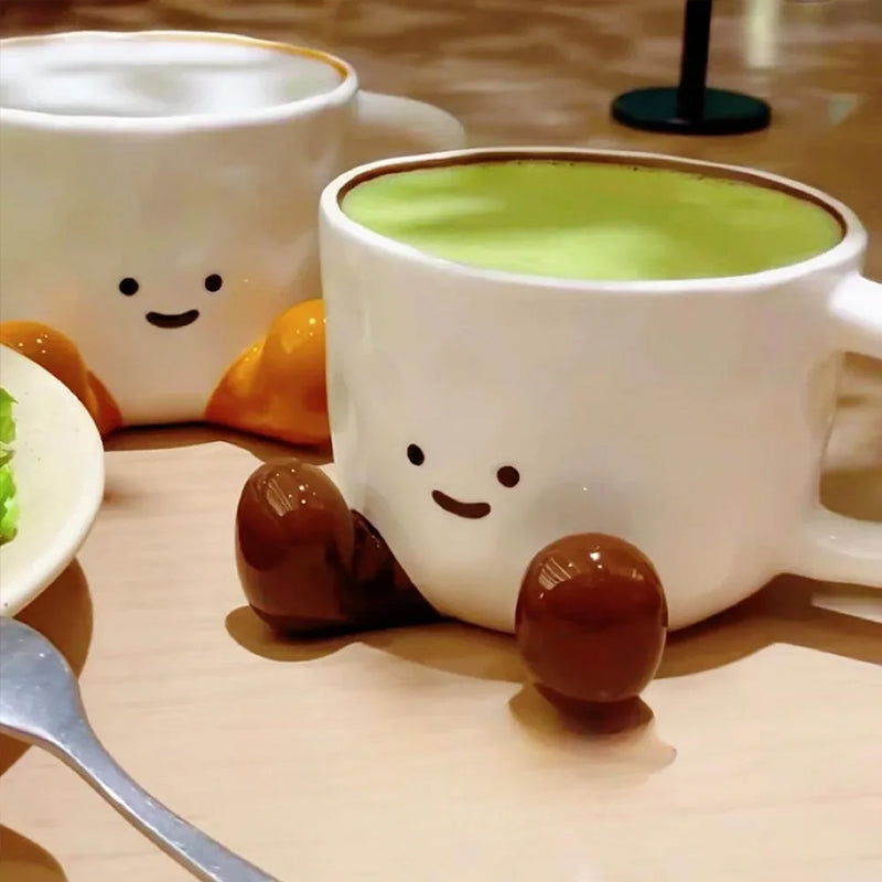 Kawaii hand - pinch feet ceramic coffee cup. High - aesthetic, great for home/dorm. Ideal gift, doubles as mark cup. - V.I.P Digital Presence