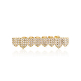 Real gold electroplated gold tooth set eight tooth full diamond hip hop tooth set tee grills - V.I.P Digital Presence