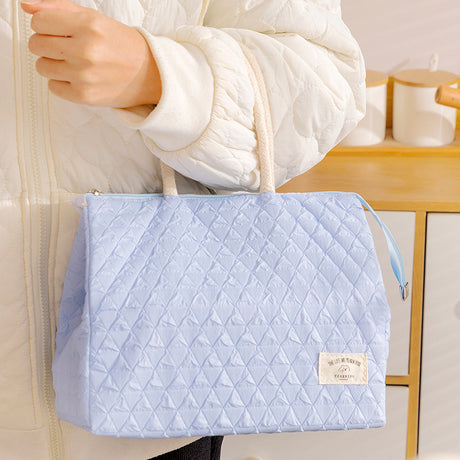 ins style small fresh outdoor large capacity picnic insulation and cold storage bag fashionable diamond pattern zipper lunch box bag student lunch bag - V.I.P Digital Presence