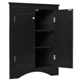 Black Triangle Bathroom Storage Cabinet with Adjustable Shelves, Freestanding Floor Cabinet for Home Kitchen - V.I.P Digital Presence