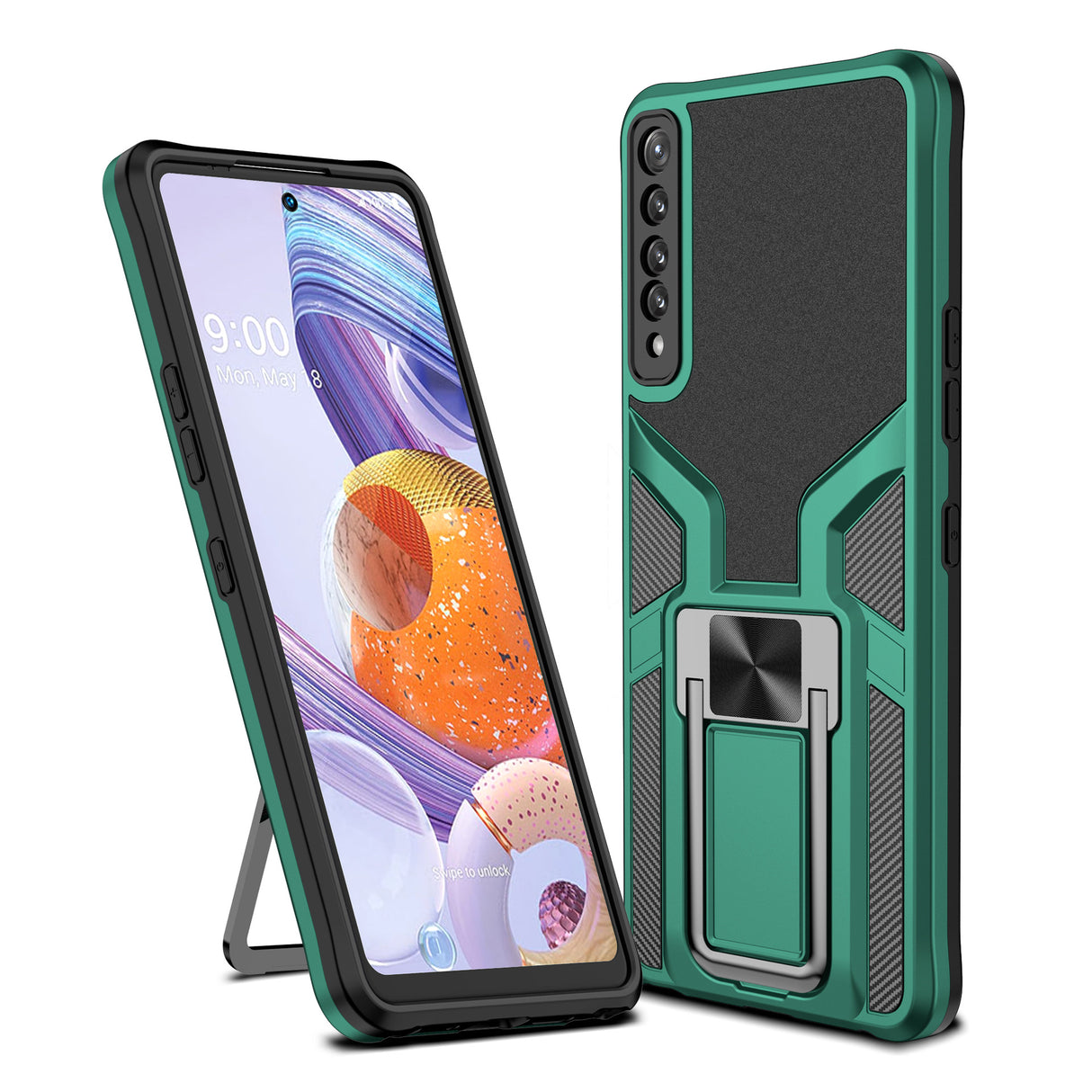 Adecuado para LGSTYLO7 Funda protectora para teléfono móvil LGSTYLO7 Funda magnética con soporte creativo para coche 